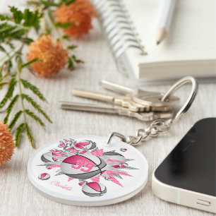pink grey basketball blowout girls jersey number keychain