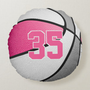 pink grey basketball girl sports room  round pillow