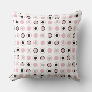 Pink, grey, black and white throw pillow