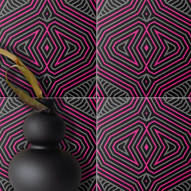 Pink Grey Black Modern Geometric Pattern Tile (Creator Uploaded)