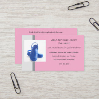 Pink Grey Blue Medical Clogs Uniform Business Card