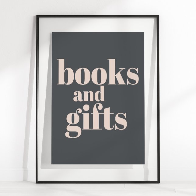 Pink Grey Boho Typography Baby Shower Books Gifts  Poster (Creator Uploaded)