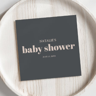 Pink Grey Boho Typography Baby Shower Napkin