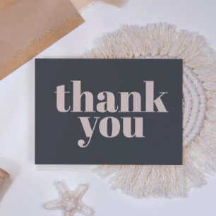 Pink Grey Boho Typography Baby Shower Thank You