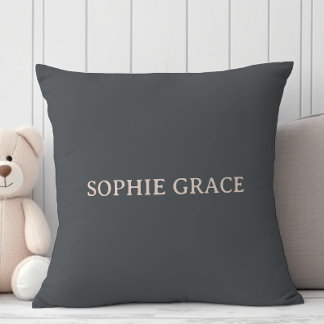 Pink Grey Boho Typography Baby Shower Throw Pillow