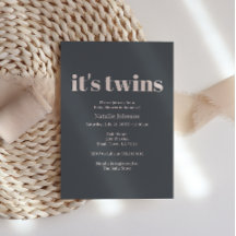 Pink Grey Boho Typography Twins Baby Shower
