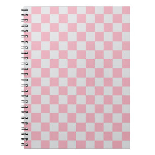 Pink + Grey Check Chequered Chequerboard Pattern Notebook