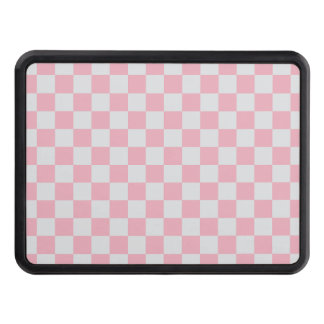 Pink + Grey Check Chequered Chequerboard Pattern Trailer Hitch Cover