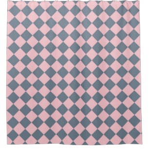 Pink Grey Chequered Diamond Pattern 