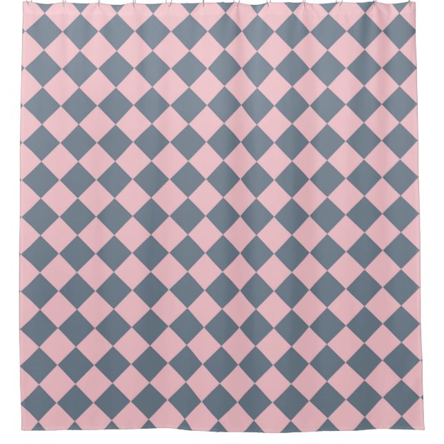 Pink Grey Chequered Diamond Pattern  (Front)