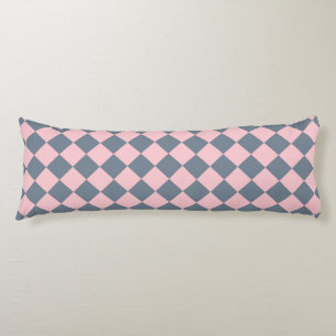 Pink Grey Chequered Diamond Pattern  Body Pillow