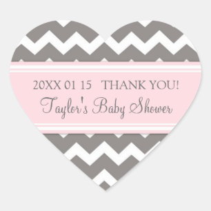 Pink Grey Chevron Baby Shower Favour Stickers