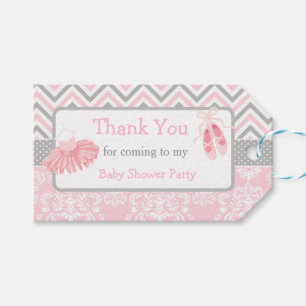 Pink & Grey Chevron Ballerina Thank You Gift Tag
