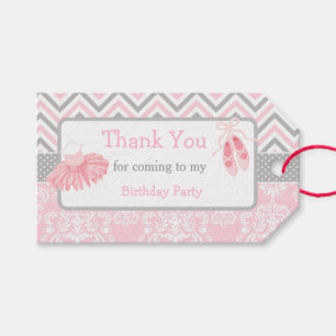 Pink & Grey Chevron Ballerina Thank You Gift Tag