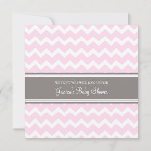 Pink Grey Chevron Custom Baby Shower Invitations