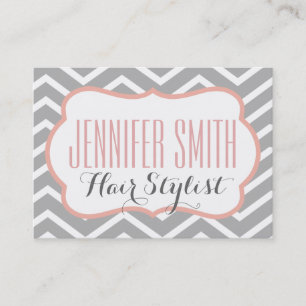 Pink Grey Chevron Hairdresser Salon Appointment Card