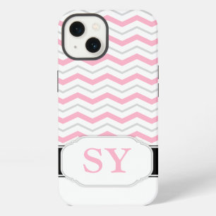 Pink & Grey Chevron Monogram iPad 2/3/4 Case