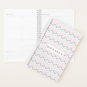 Pink & Grey Chevron Motif hebdomadaire mensuelle p
