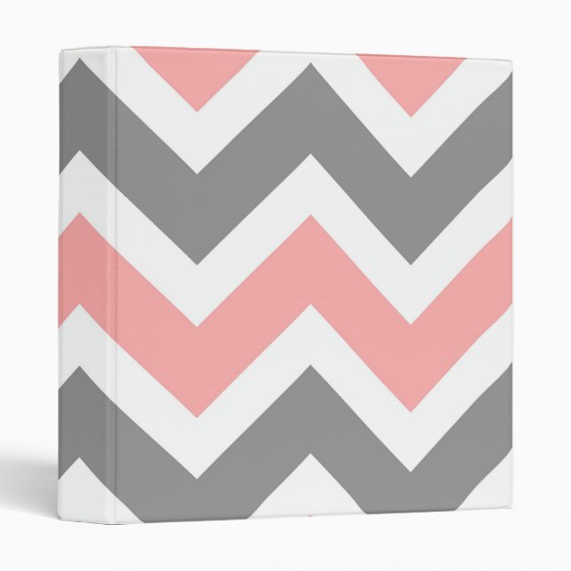Pink & Grey Chevron Pattern Binder (Front/Spine)