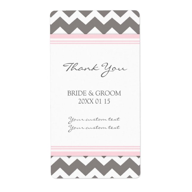 Pink Grey Chevron Wedding Labels (Front)