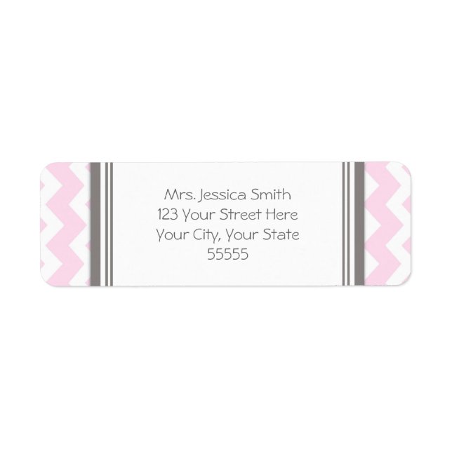 Pink Grey Chevrons Custom Return Address Labels (Front)