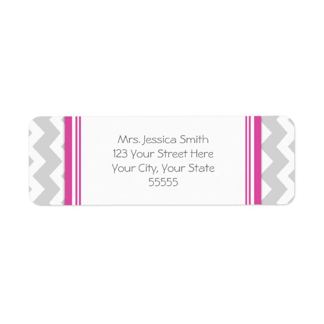 Pink Grey Chevrons Custom Return Address Labels (Front)