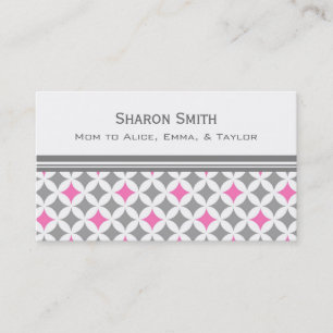 Pink Grey Circles Pattern Mom Calling Cards