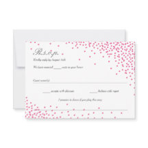 Pink & Grey Confetti Dots Wedding RSVP cards