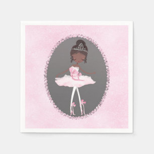 Pink & Grey Couture Dark Ballerina Birthday Party Napkin