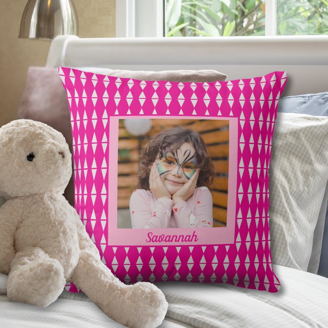 Pink Grey Custom Photo Throw Pillow (Creator Uploaded)
