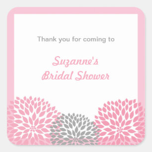 Pink Grey Dahlia Bridal or Baby Shower favour tag