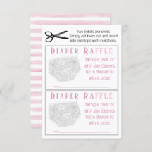 Pink Grey Diaper Girl Diaper Raffle Tickets