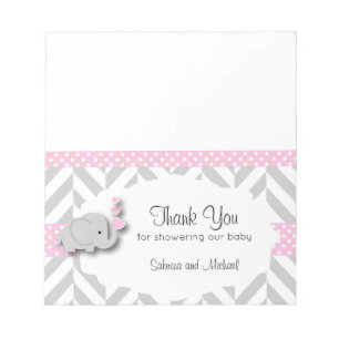 Pink & Grey Elephant Baby Shower    Candy Toppers Notepad