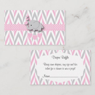 Pink Grey Elephant Baby Shower Diaper Raffle 2 Enclosure Card