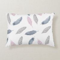 Pink Grey Feathers Cushion