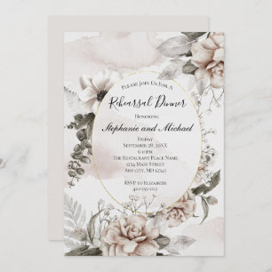 Pink Grey Floral Botanical Elegant Formal Wedding  Invitation