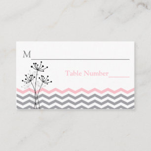 Pink, Grey Floral, Chevron Stripes Carte Place