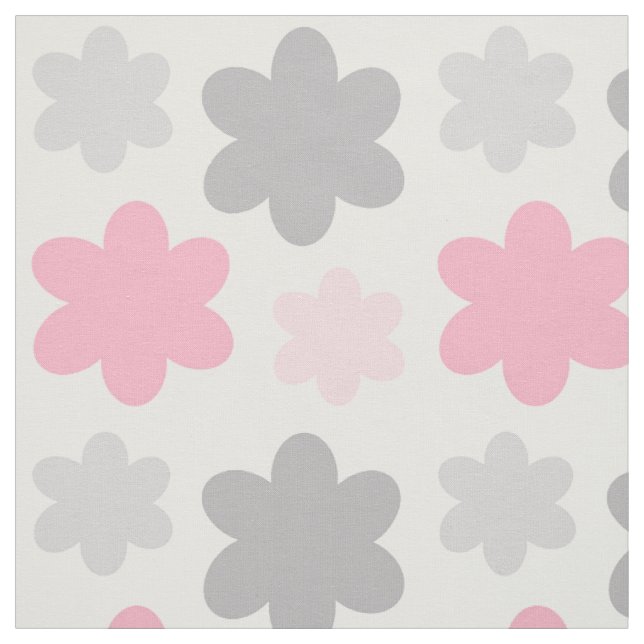 Pink Grey Floral Flower Fabric (Swatch)