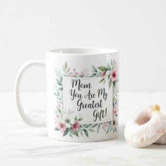 Pink & Grey Floral Maman Mère Café Mug