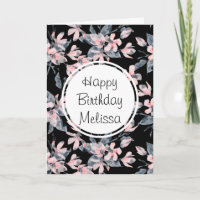 Pink & Grey Floral Watercolor Pattern Birthday