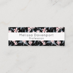 Pink & Grey Floral Watercolor Pattern Mini Business Card
