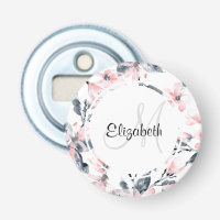 Pink & Grey Floral Watercolor Pattern Monogram