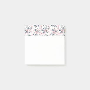 Pink & Grey Floral Watercolor Pattern Post-it Notes