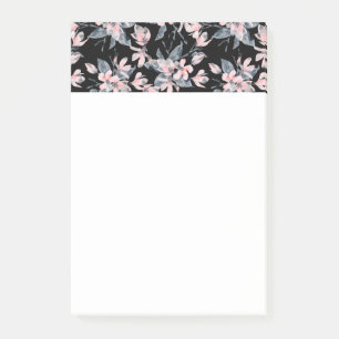 Pink & Grey Floral Watercolor Pattern Post-it Notes