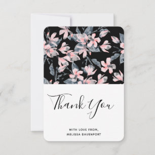Pink & Grey Floral Watercolor Pattern Thank You