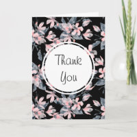 Pink & Grey Floral Watercolor Pattern Thank You