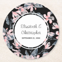 Pink & Grey Floral Watercolor Pattern Wedding
