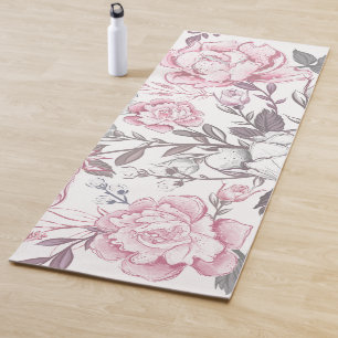 Pink & Grey Floral Yoga Mat