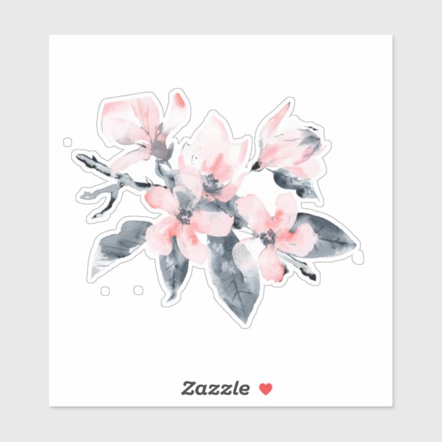 Pink & Grey Flowers Classy Watercolor (Sheet)