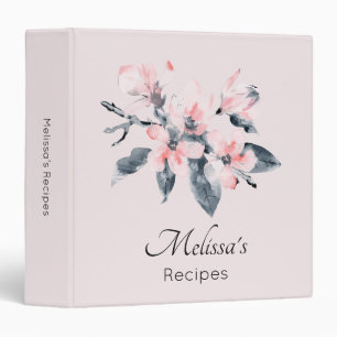Pink & Grey Flowers Classy Watercolor Binder
